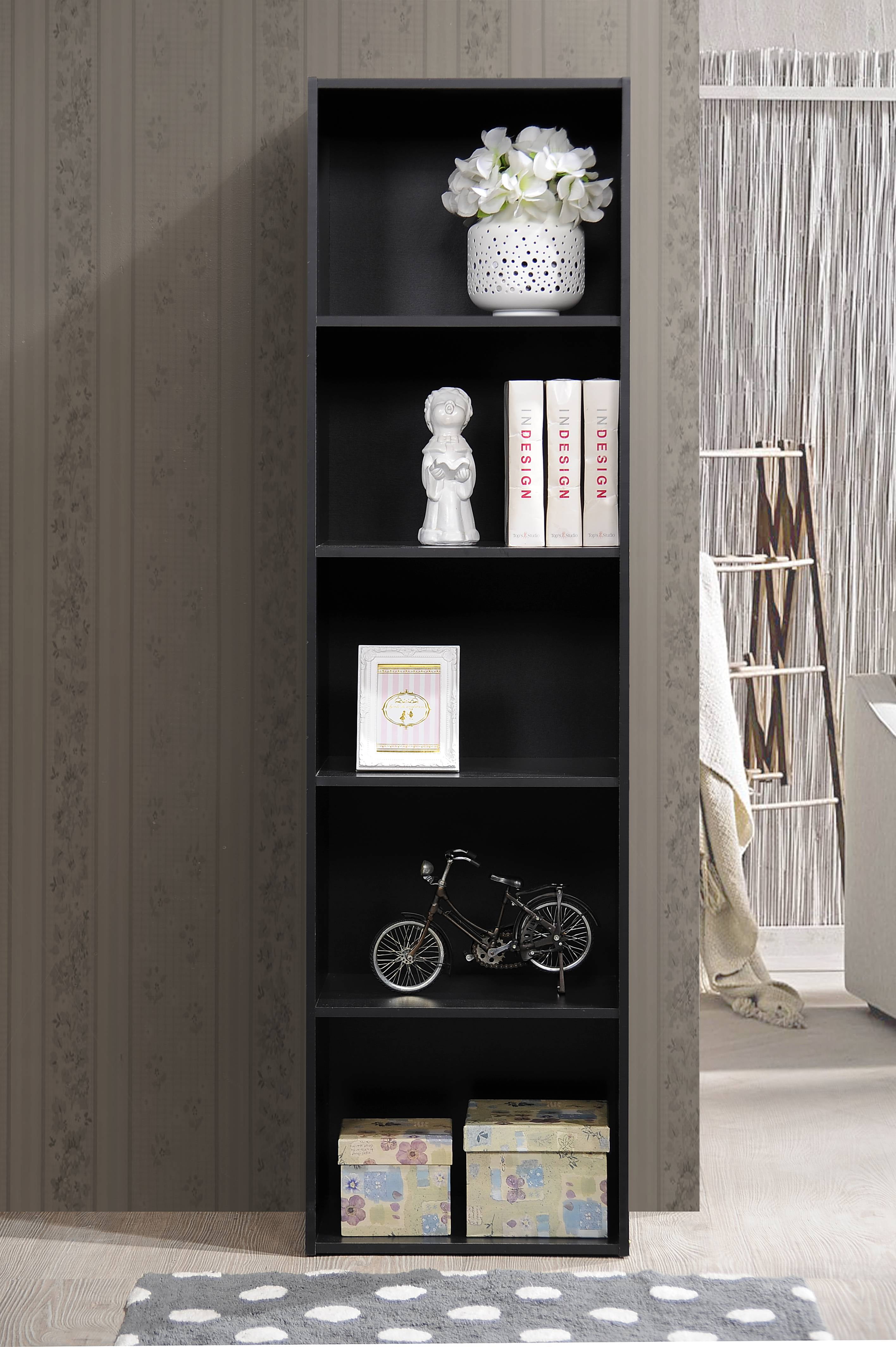 Hodedah 5-Shelf Bookcase, Black