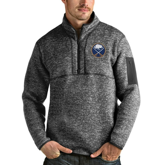 Men's Antigua Heather Gray Buffalo Sabres Fortune Half-Zip Pullover Jacket