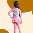 thumbnail image 3 of Girls Long Sleeve Swimsuits Skirt 2-Pieces Rash Guard Set Sun Protection UV 50+, 3 of 9