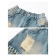 thumbnail image 4 of Landzoo Toddler Girls Shorts Solid Color Elastic Waist With Pockets Summer Casual Girls Denim Shorts Size 7-8 Years Blue, 4 of 7