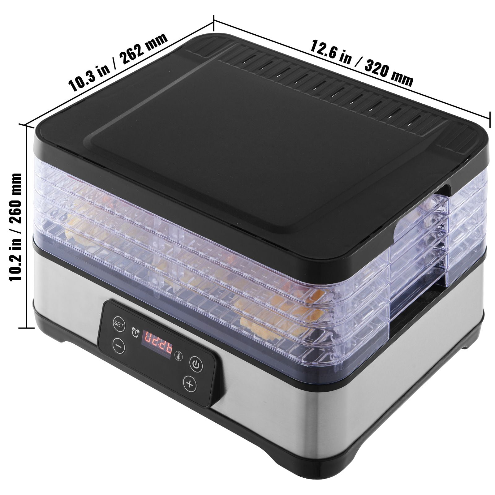 5-Tray Food Dehydrator Machine with 300W Power, 95-158°F Adjustable Temp, 0.5-48H Timer, 360° Air Circulation, BPA-Free for Jerky Fruit
