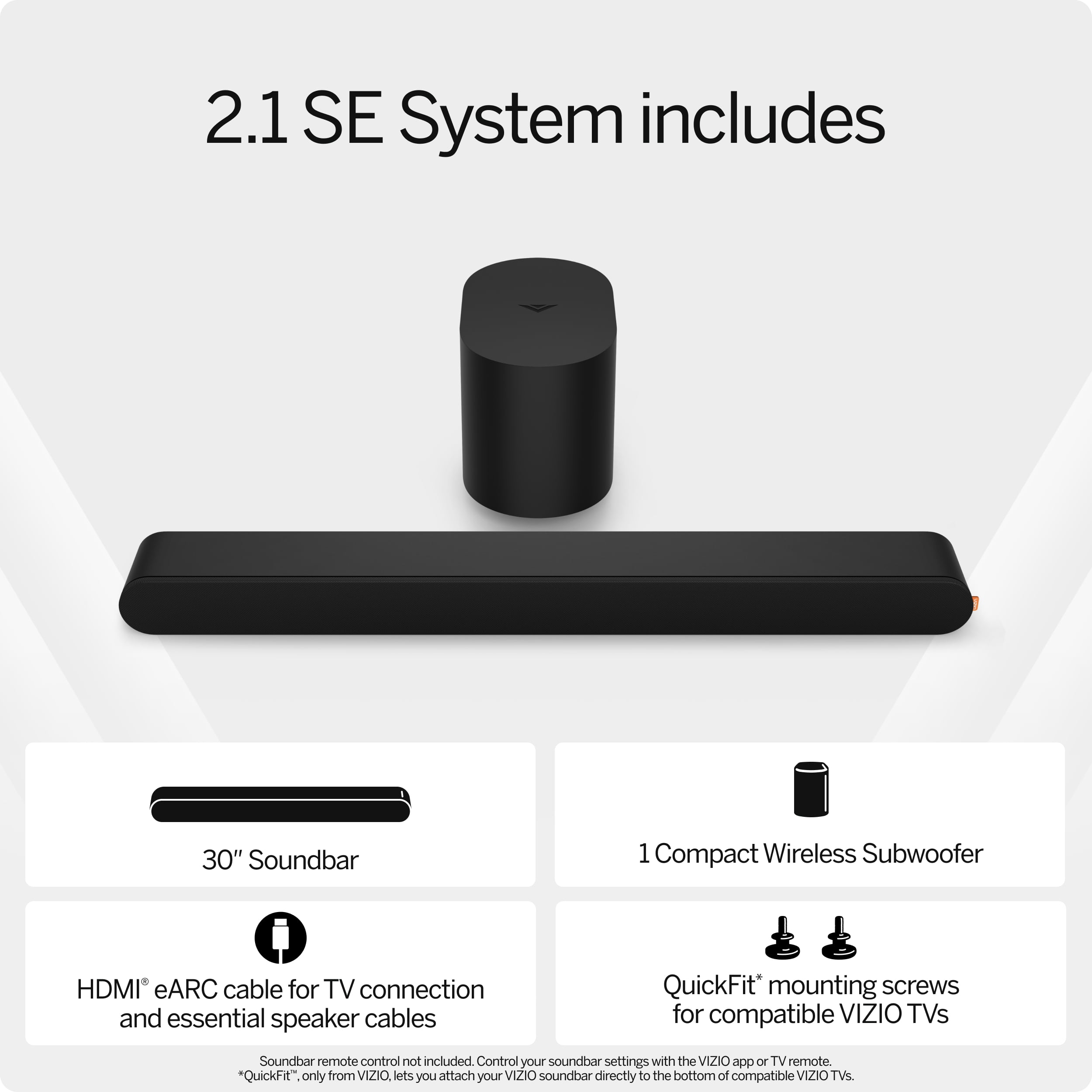 VIZIO 2.1 Soundbar SE, Wireless Subwoofer with Dolby Atmos, DTS:X, Bluetooth (V210X-08)