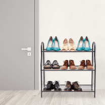 3 Tier Rectangular Metal Plant Stand Garden Decor Plant Holder Flower Pot Shelf Rack Black Load-Bearing Capacity 55 lbs 28.1*9.6*30.3in for Closets, Kitchens, Bathrooms, Pantries