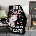 thumbnail image 3 of Cat Blanket Plush Gift for Kids Women Comfy Throw-Just A Girl Who Loves Cats-Soft Lightweight Kawaii Kitten Quilt Cozy Sheet Cute Animals Flannel Blankets for Halloween Couch Chair-40x50 Inches, 3 of 6