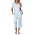 thumbnail image 1 of CONJUNTO DE PIJAMA PARA MUJERES INSPIRE CHIC Tie Dye de Manga Corta y Pantalones Capri con Bolsillos M Verde, 1 of 6