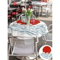 thumbnail image 5 of Outdoor Tablecloth with Umbrella Hole for Patio/Picnic/Party/Camping, Red Sun Rise Waterproof Table Cloth Round Cover Washable, Ocean Waves Coastal Abstract Art (Dia 54"), 5 of 8