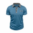 thumbnail image 4 of DPTALR Men's Solid Color Casual Lapel Half Button Short Sleeve Shirt,Light Blue,Big and Tall Men XXXL, 4 of 8