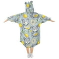 thumbnail image 2 of Dailycode Wearable Blanket Hoodie Oversized Sherpa Flannel Blankets with Pocket for 3-14 Year Old Cartoon Bear Holding Lemon, 2 of 7