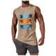 thumbnail image 2 of Camiseta sin mangas de cuello redondo para hombre, informal, a la moda, con estampado, deportiva, de poliéster, 2 of 5