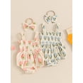 thumbnail image 4 of Aojekbee Baby Girl 2Pcs Summer Outfits Sleeveless Fruit/Floral Print Smocked Romper with Headband Set Newborn Clothes, 4 of 10