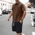 thumbnail image 1 of NTACZA 2 Pieces Shorts Set Men Short Sleeve Active Shirt Shorts Tracksuits Collared Mens Elastic Waist Sweatsuits 3XL, 1 of 8