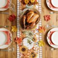 thumbnail image 5 of Thanksgiving Pumpkins Table Runner - 90 Inch Long Fall Maple Leaves Berries Tan Check Cotton and Linen Blended Dress Scarves Farmhouse Table Runner for Kitchen Dining, Coffee Table, 13" x 90", 5 of 8