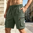 thumbnail image 2 of Cargo Shorts for Men Summer, Men's Loose Fitting Athletic Casual Pants And Sportswear Pants, Green M, 2 of 5