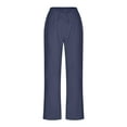 thumbnail image 6 of Tungbrin Women's Cotton Linen Capris Pants Drawstring High Waist Straight Leg Trousers Solid Fashion Casual Pants with Pockets, 6 of 6