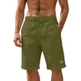 thumbnail image 2 of Gamivast Linen Shorts for Men Drawstring Elastic Waist Rolled Hem Shorts with Pockets Zip Relaxed Fit Mid Rise Shorts for Resort Days Casual Errands and Summer Outings, 2 of 6