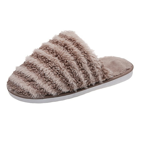 

Boniawe Women s Fashion Color Matching Round Toe Flats Flock Slippers Slip On Shoes