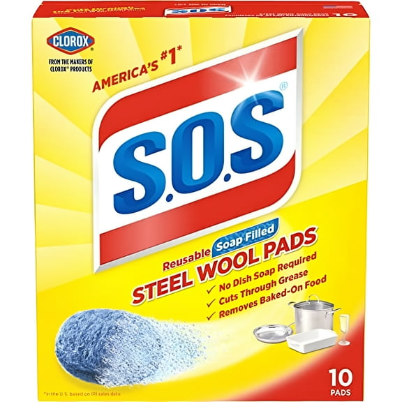 S.O.S. Steel Wool Soap Pads - Multipurpose, Unscented - 10 Count