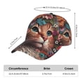 thumbnail image 3 of Yiaed Flower Crown Cat Print Cap Adjustable Size for Running Workouts and Outdoor Activities All Seasons, 3 of 5