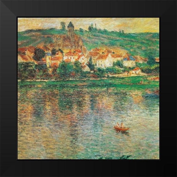 Monet, Claude 12x12 Black Modern Framed Museum Art Print Titled - Vetheuil with Boat 1901