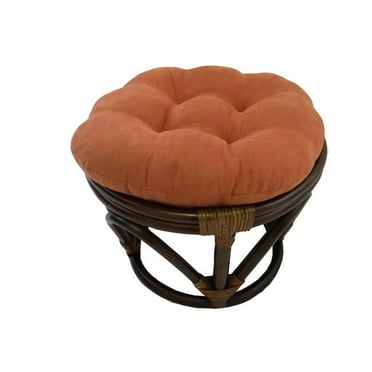 Rattan Ottoman with Micro Suede Cushion, Spice