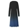 thumbnail image 5 of Cavosen Elegant Dresses for Women Long Sleeves Blue Maxi Dress High Waist V-Neck Calf Length Long Dress Gradient Casual Trendy Dress Flowy Party Vacation Fall Winter Clothes S, 5 of 5