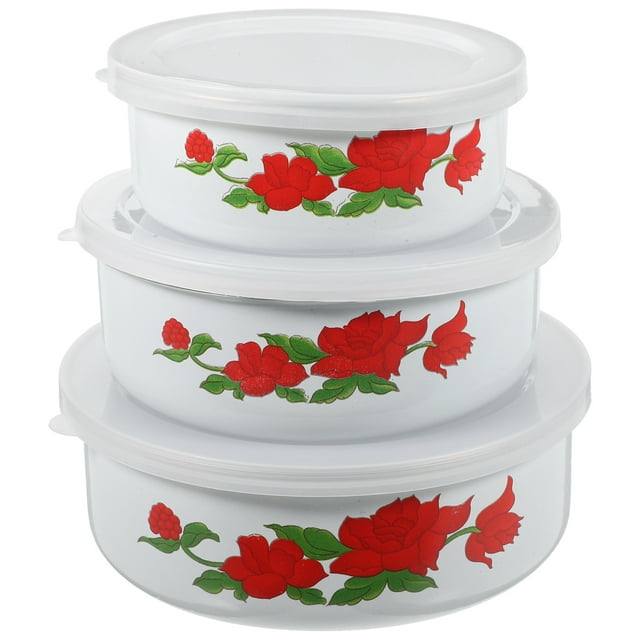 KAKOWELY Multifunctional Enamel Bowls for Kitchen Use Easy to Clean and Practical Multi Color 3pcs,4.72"X4.72"X1.97"