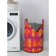 thumbnail image 3 of Ethnic Laundry Bag, Continuous African Culture Colorful Funky Traditional Zigzag Geometric Retro Pattern, Basket with Handles Drawstring Closure for Laundromats, 13" x 19", Multicolor, by Ambesonne, 3 of 4