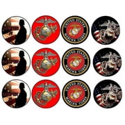 12 x Marine Corp Emblem Themed Edible Cupcake Toppers | Uncut on Wafer Sheet- Qty 12-2? each