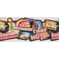 thumbnail image 2 of Glowing Entertainment Signs Black Wallpaper Border Retro Design, Roll 15' x 9.5", 2 of 3