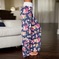 thumbnail image 6 of MIXUE Women Pants Comfy Casual Floral Print Drawstrings Lounge Pants Trendy Wide Leg Stretchy Palazzo Pants With Pockets, 6 of 8