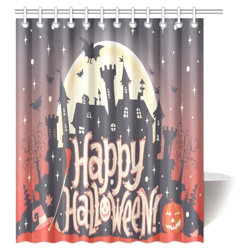 Pop Halloween Shower Curtain Gothic Scene With Halloween Haunted House Party Decor Trick Or Treat For Kids Bathroom Decor Set 60x72 Inch Walmart Canada