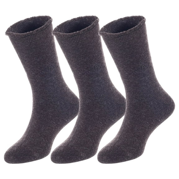 3 Pairs Children's Wool Socks for Boys & Girls. Comfy, Durable, Stretchable, Sweat Resistant Colored Crew Socks LK0601 Size 12M-24M (Coffee)
