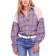thumbnail image 1 of Free People Womens Fireside Nights Button Up Shirt, Blue, X-Small, 1 of 1