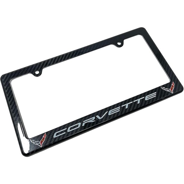 C8 Corvette Carbon Fiber License Plate Frame C8 Flags