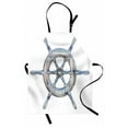 thumbnail image 1 of Nautical Apron Illustration of A Wooden Ship Wheel over White Backdrop Sail Exploring Ocean Theme, Unisex Kitchen Bib Apron with Adjustable Neck for Cooking Baking Gardening, Blue White, by Ambesonne, 1 of 3