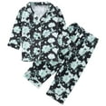 thumbnail image 1 of Odeerbi 1-8 Años Niños Niñas Pijama de Satén Con Solapa Dentada Camisa de Manga Larga Conjunto de Pantalones Suave Estampado de Rayas Pijama de Dos Piezas, 1 of 9