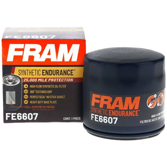 FRAM Synthetic Endurance Premium Oil Filter, FE6607, 25K Miles, Replacement Filter for Select Vehicle