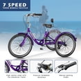 thumbnail image 3 of FICISOG Adult Tricycles for Women, 24 Inch 7 Speed 3 Wheel Bike for Adult w/Large Basket, Double-Wall Wheel Rims, Cruiser Trike for Seniors Shopping Picnic, 3 of 9