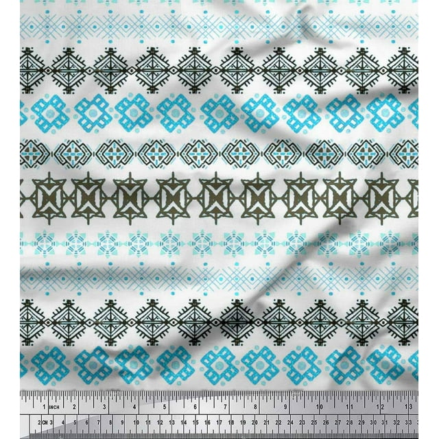 Soimoi Cotton Duck Fabric Aztec Geometric Print Fabric by The Yard 56 Inch Wide