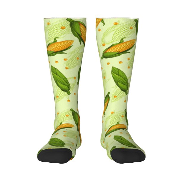 Fotbe Fresh Corn Calcetas Divertidas Estampadas para Hombre y Mujer, Calcetas de Algodón hasta la Rodilla para Caminar, Correr, Enfermería y Embarazo