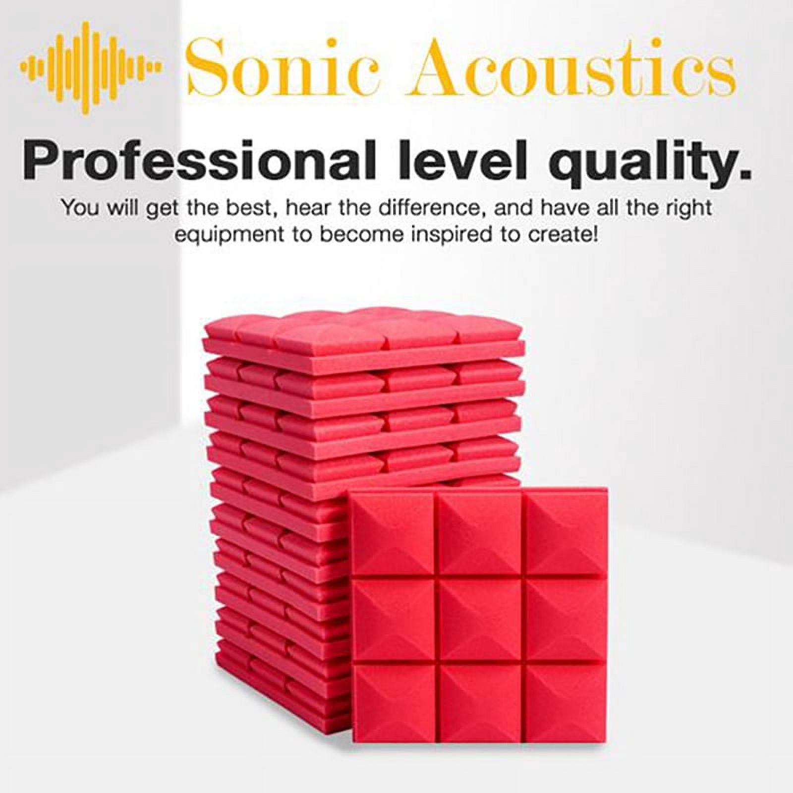 12PCS Acoustic Foam Panels Soundproof Wall Panels-Red