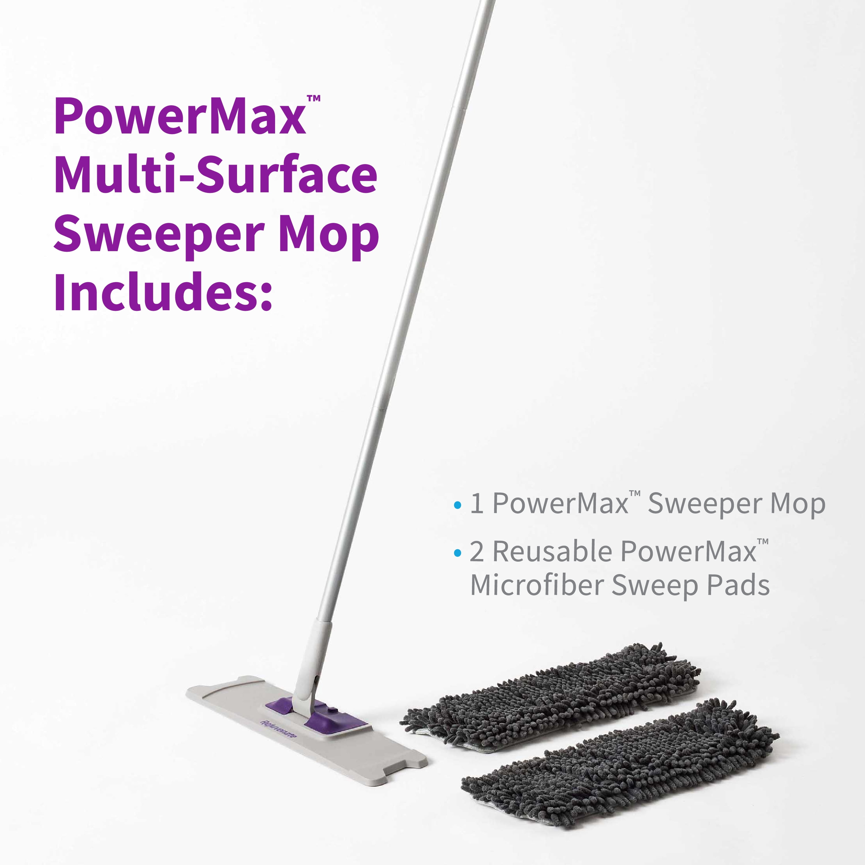 Rejuvenate PowerMax Multi-Surface Sweeper Mop, Includes 1 Sweeper Mop & 2 Sweep Pads, 1 ct