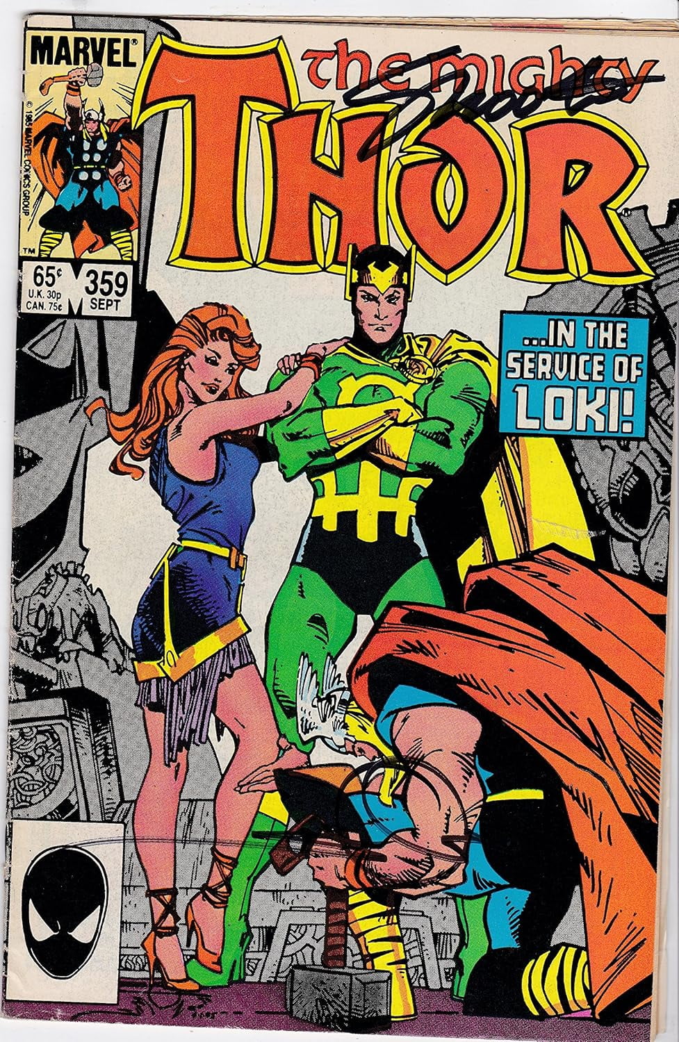 The Mighty Thor #359 FINE/VF Signed Jim Shooter & Walt Simonson