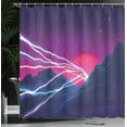thumbnail image 3 of Ambesonne Synthwave Shower Curtain, Cosmic Sun and Mountains, 69"Wx84"L, Purple Dark Blue Hot Pink, 3 of 4