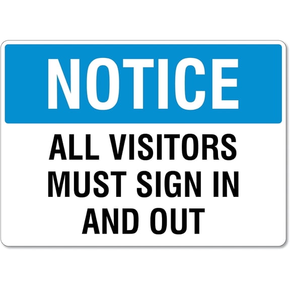 Notice All Visitors Sign In And Out Sign Safety Signs Site Safety Signs Metal Tin Sign 12x16 Inches Caution Danger Safety Security Warning Notice Signs