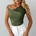 thumbnail image 3 of Pounoo Womens One Shoulder Tops Asymmetrical Solid Color Blouses Casual Slim Fit Lightweight Soft Comfy Party Wear Shirts Gift, 3 of 7