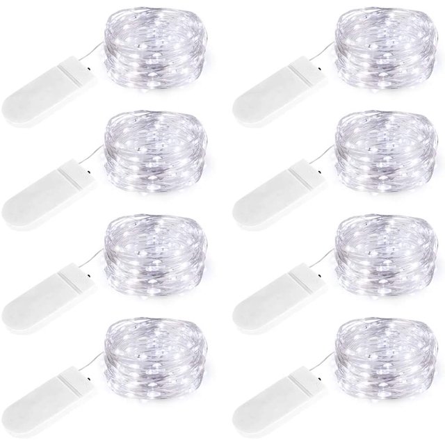 Heldig Battery Operated Mini String Lights (Included), IP65 Waterproof, Cool White, 2M Silver