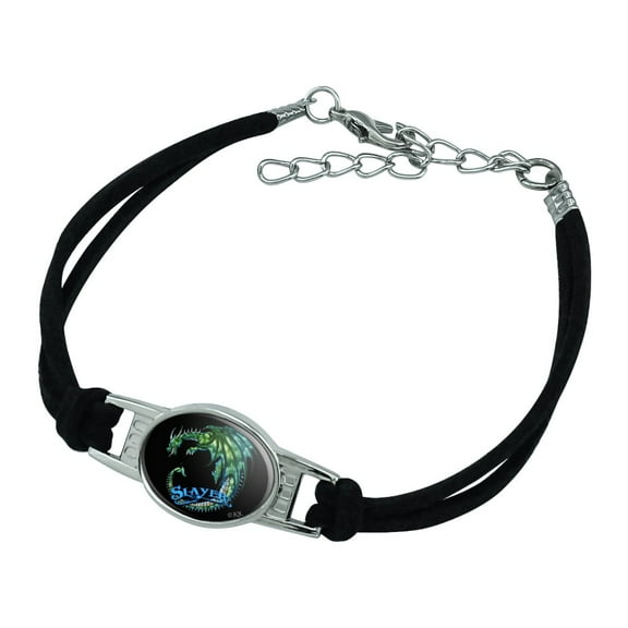 Dragon Slayer Fantasy Gaming Novelty Suede Leather Metal Bracelet