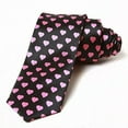thumbnail image 2 of Trendy Skinny Tie 2 Inch Valentines Day Black Pink Hearts Romantic Love - New, 2 of 2