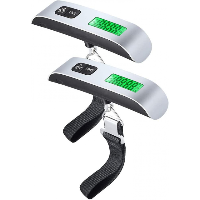Balance Électronique pour Bagages, Balance de Voyage, portable, max 50kg, Rétroéclairée avec Fonction Lcd/tare, Ensemble de 2